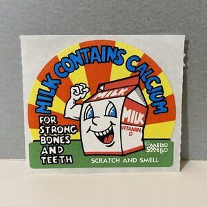 Vintage Mello Smello Scratch And Smell Milk Contains Calcium Sticker